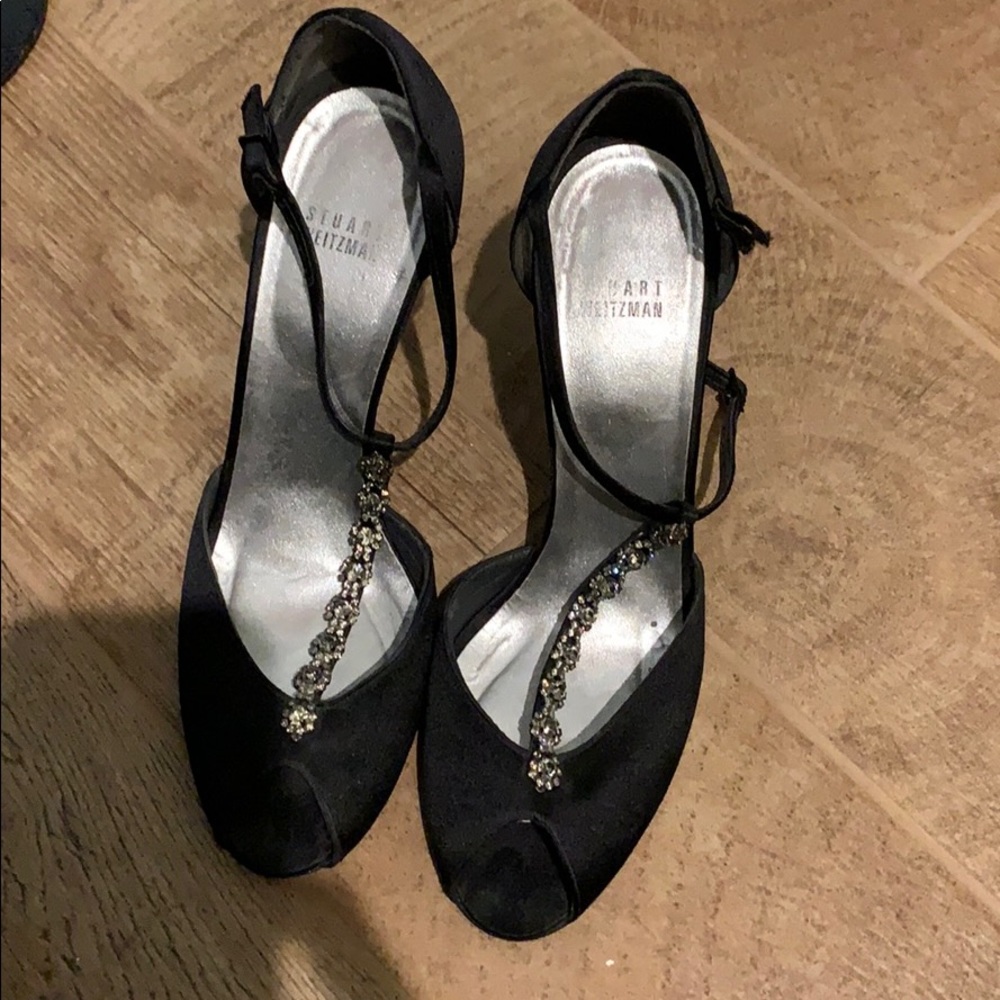 Stuart Weitzman Satin and Rhinestones heels